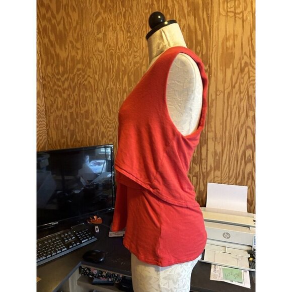 Anthropologie Deletta Red Sleeveless Top Women’s Size S Tiered V-Neck Stretch - Picture 5 of 10